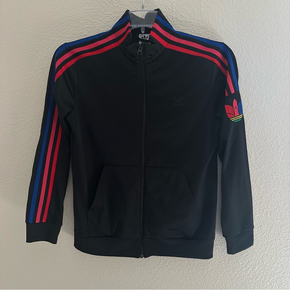 Adidas Youth Adicolor 3D Trefoil Track Jacket Black Streetwear L 13-14Y Unisex